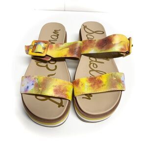 Sam Edelman Agustine Platform Slide Sandal Lemon Zest Multi Leather Size 6.5